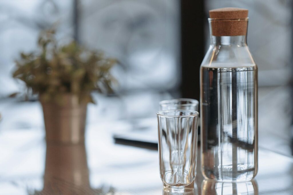 glass carafe serving water